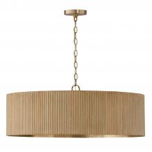  450741WS - 4-Light Chandelier in Matte Brass and Handcrafted Mango Wood in White Wash