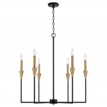  451961AB - 6-Light Chandelier in Black and Aged Brass with Interchangeable White or Aged Brass Candle Sleeves