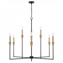  451991AB - 8-Light Chandelier in Black and Aged Brass with Interchangeable White or Aged Brass Candle Sleeves