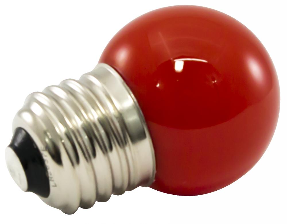 Premium Grade LED Lamp Intermediate Globe, Standard Medium base, Frosted Red Glass, wet location and