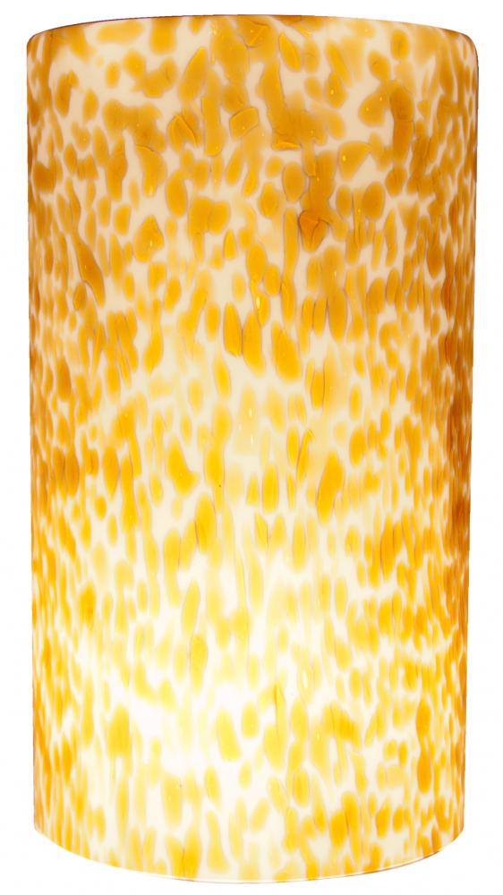 LED PENDANT GLASS, TALL CYLINDER SHAPE, ABSTRACT WHITE AND AMBER - PENDANT LIGHT SOLD SEPARATELY