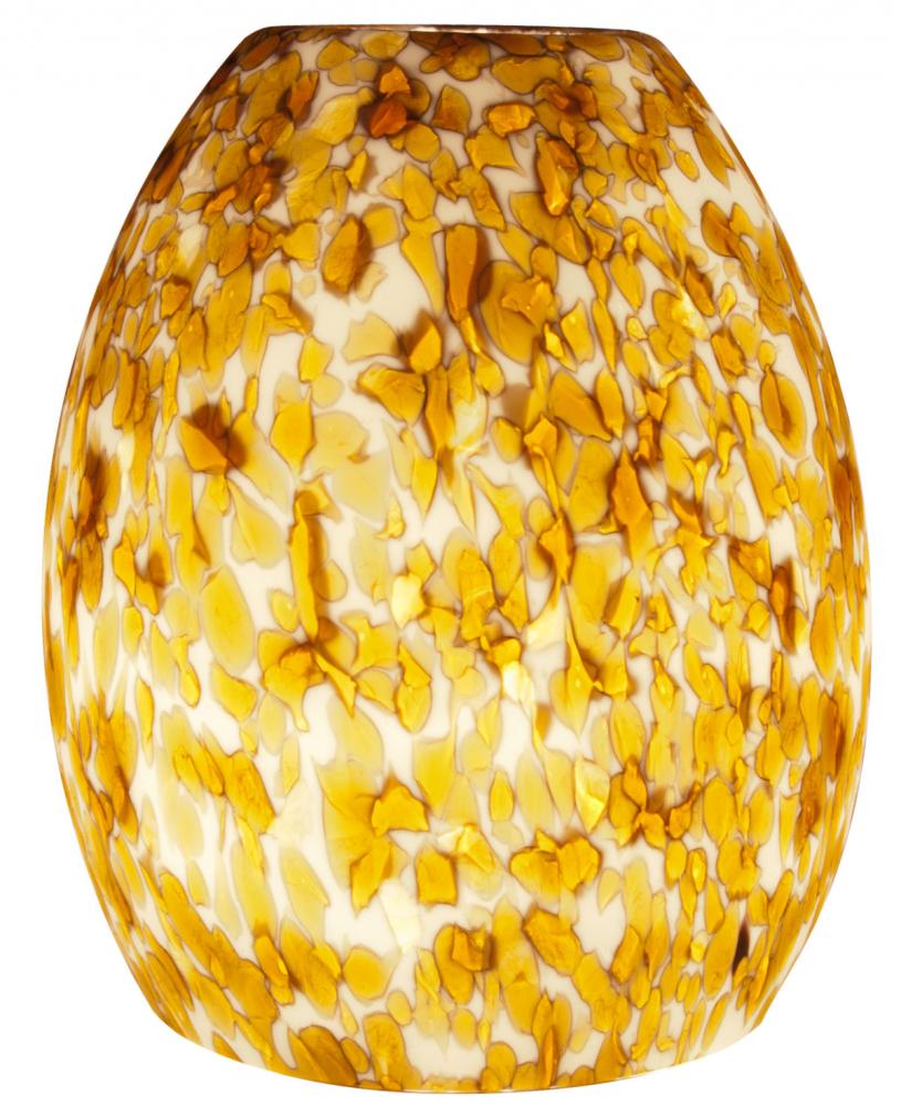 LED PENDANT GLASS, SHORT OVAL SHAPE, ABSTRACT WHITE AND AMBER - PENDANT LIGHT SOLD SEPARATELY