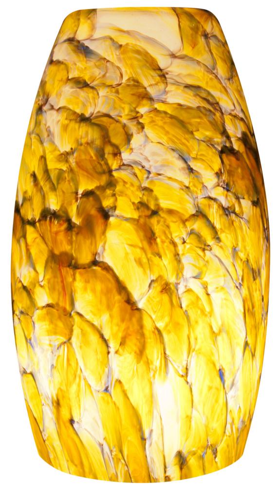 LED PENDANT GLASS, TALL OVAL SHAPE, ABSTRACT YELLOW AND AMBER - PENDANT LIGHT SOLD SEPARATELY