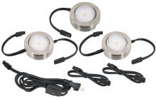  MVP-3-30-NK - MVP LED Puck Light, 120 Volts, 4.3 Watts, 235 Lumens, Nickel, 3 Puck Kit with Roll Switch and 6