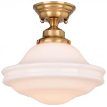  C0261 - Huntley 12-in. Semi-Flush Ceiling Light White Glass Natural Brass