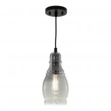  P0377 - Millie 11.75-in.H Mini Pendant Matte Black with Smoke Glass