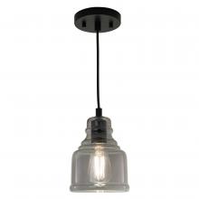  P0378 - Millie 8.25-in.H Mini Pendant Matte Black with Smoke Glass