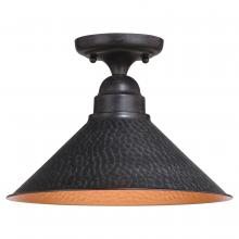  T0667 - Outland 12-in. Outdoor Semi Flush Aged Iron and Light Gold