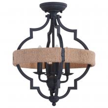  C0233 - Beaumont 14 in. W 4 Light Semi-Flush Mount Textured Gray with Natural Rope