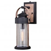  T0445 - Cumberland 6-in Outdoor Wall Light Textured Dark Bronze and Burnished Oak