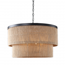  H22117-6 - Whitsunday Two-tier Abaca Drum Chandelier