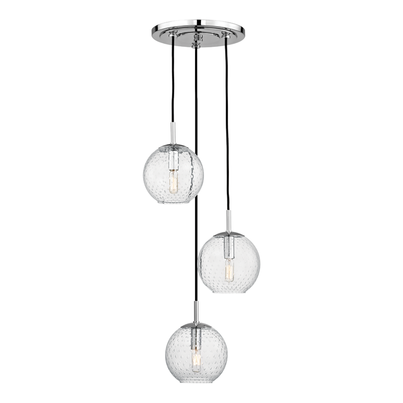 3 LIGHT PENDANT WITH CLEAR GLASS
