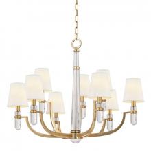  989-AGB-WS - 9 LIGHT CHANDELIER w/WHITE SHADE