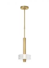  KWPD21227CNB - Kelly Wearstler Laurel 1-light dimmable LED large pendant with natural brass finish & crystal shade