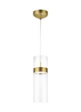 700TDMANGPCLCLNB-LED277 - Manette Modern dimmable LED Grande Ceiling Pendant Light in a Natural Brass/Gold Colored finish