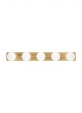  SLBA124NB - The Orbel 41-inch Damp Rated 5-Light Dimmable Bath Vanity in Natural Brass