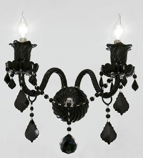 Elizabeth Collection Wall Sconce W15in H16in E9.5in Lt:2 Black Finish (Royal Cut Crys