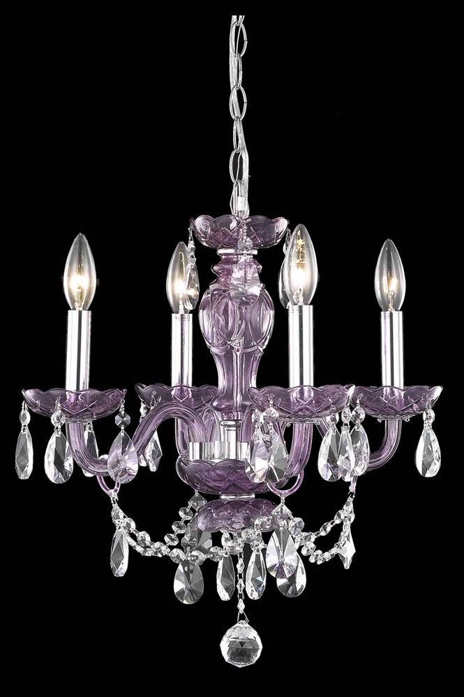 7834 Princeton Collection Hanging Fixture D17in H18in Lt:4 Purple Finish (Royal Cut Crystal Clear)