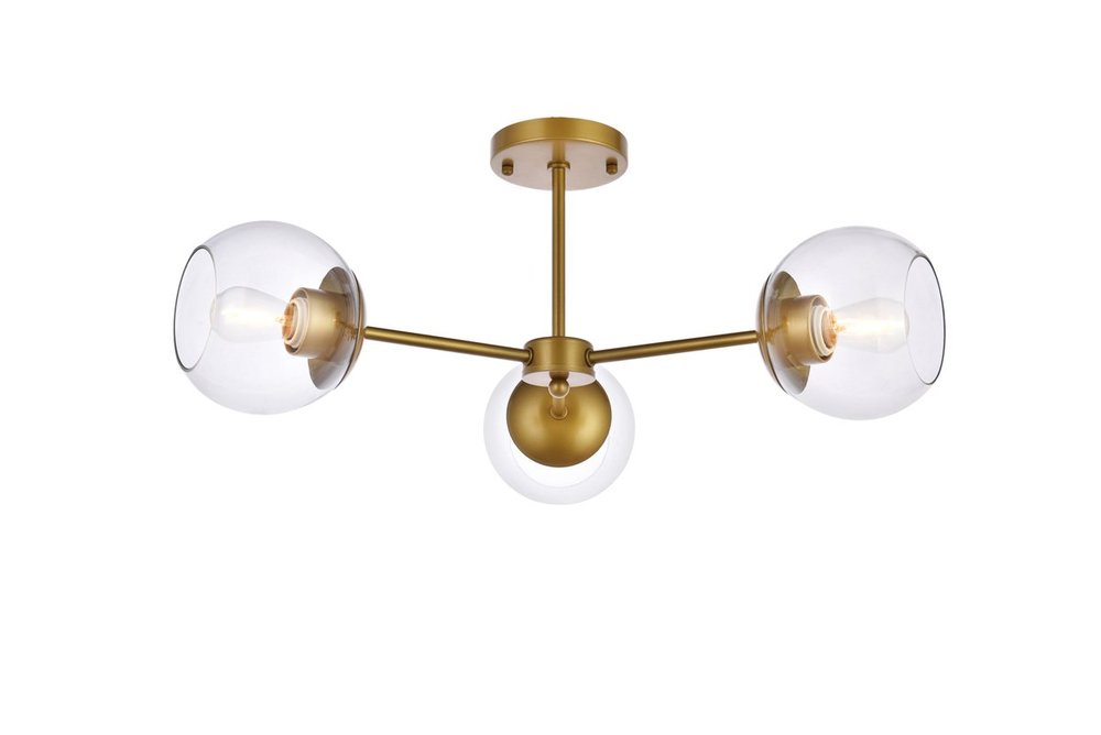Briggs 26 Inch Flush Mount in Brass with Clear Shade