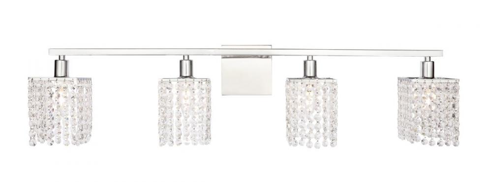 Phineas 4 Light Chrome and Clear Crystals Wall Sconce