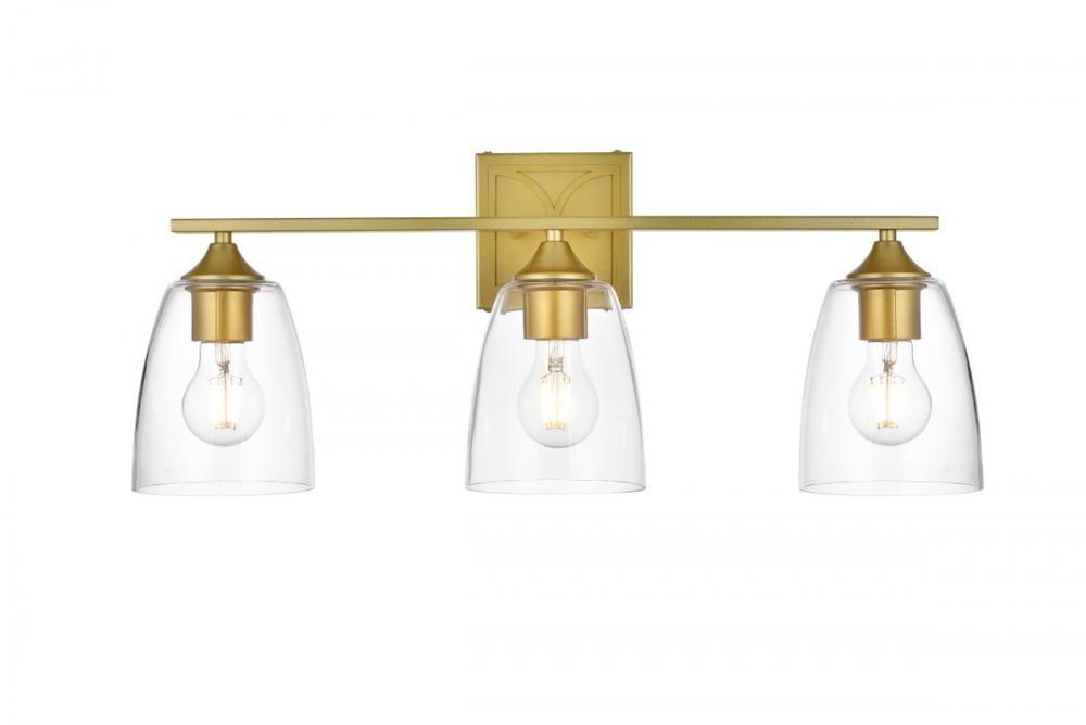 Harris 3 Light Brass and Clear Bath Sconce