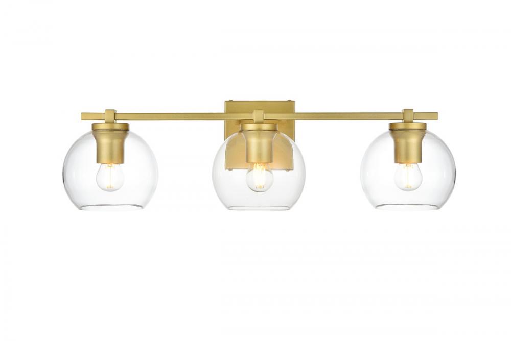 Juelz 3 Light Brass and Clear Bath Sconce