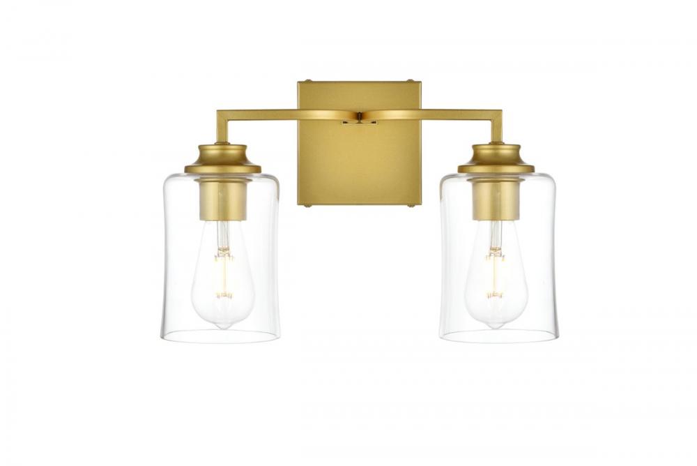 Ronnie 2 Light Brass and Clear Bath Sconce