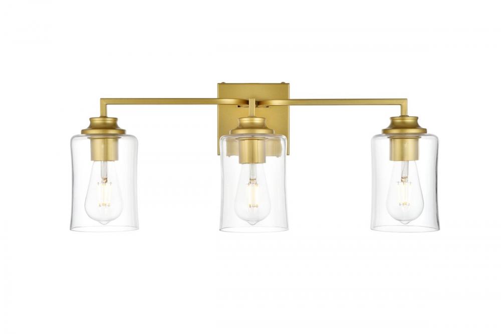 Ronnie 3 Light Brass and Clear Bath Sconce