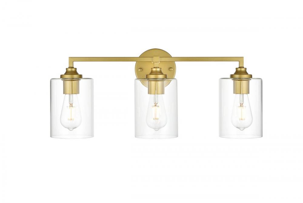 Mayson 3 Light Brass and Clear Bath Sconce
