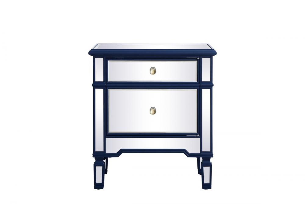 24 Inch Mirrored End Table in Blue
