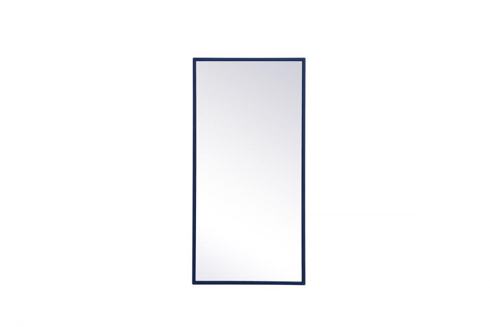 Metal Frame Rectangle Mirror 14x28 Inch in Blue