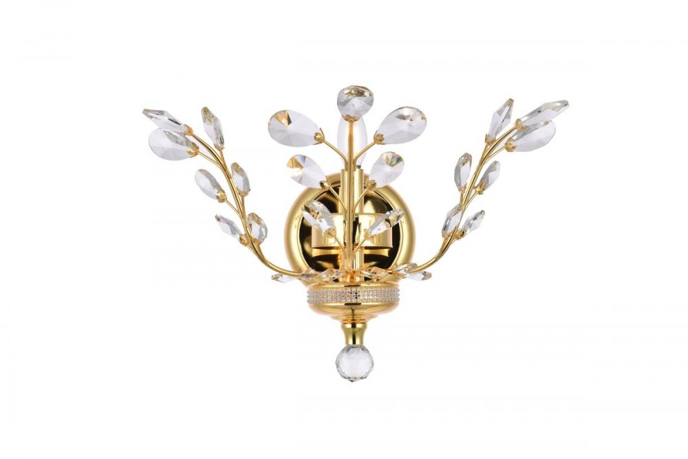 Orchid 1 Light Gold Wall Sconce Clear Royal Cut Crystal