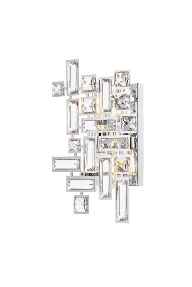 Picasso 2 Light Chrome Wall Sconce Clear Royal Cut Crystal