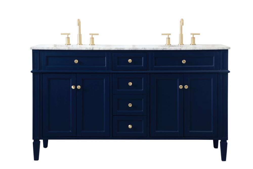 60 Inch Double Bathroom Vanity in Blue