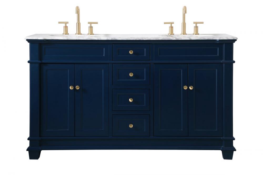 60 Inch Double Bathroom Vanity Set in Blue