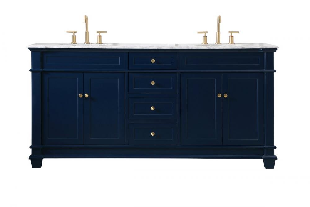 72 Inch Double Bathroom Vanity Set in Blue