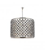  1206D35PN-SS/RC - Madison 12 Light Polished Nickel Chandelier Silver Shade (Grey) Royal Cut Crystal