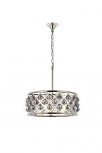  1214D20PN-SS/RC - Madison 5 Light Polished Nickel Chandelier Silver Shade (Grey) Royal Cut Crystal