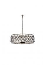  1214D32PN-SS/RC - Madison 8 Light Polished Nickel Chandelier Silver Shade (Grey) Royal Cut Crystal