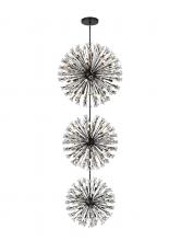 Elegant 2550G44L3BK - Vera 44 inch three tiers crystal starburst chandelier in black