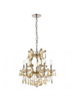  2800D20GT-GT/RC - Maria Theresa 6 Light Golden Teak Pendant Golden Teak (Smoky) Royal Cut Crystal