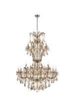 Elegant 2800D46GT-GT/RC - Maria Theresa 36 Light Golden Teak Chandelier Golden Teak (Smoky) Royal Cut Crystal