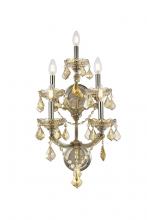  2800W5GT-GT/RC - Maria Theresa 5 Light Golden Teak Wall Sconce Golden Teak (Smoky) Royal Cut Crystal