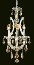  2801D12C-GT/RC - Maria Theresa 4 Light Chrome Chandelier Golden Teak (Smoky) Royal Cut Crystal