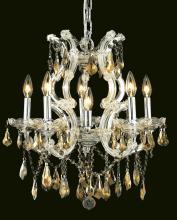  2801D20C-GT/RC - Maria Theresa 6 Light Chrome Chandelier Golden Teak (Smoky) Royal Cut Crystal