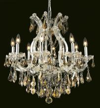  2801D26C-GT/RC - Maria Theresa 9 Light Chrome Chandelier Golden Teak (Smoky) Royal Cut Crystal