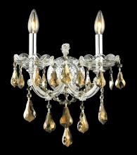  2801W2C-GT/RC - Maria Theresa 2 Light Chrome Wall Sconce Golden Teak (Smoky) Royal Cut Crystal