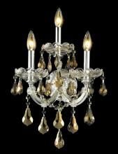  2801W3C-GT/RC - Maria Theresa 3 Light Chrome Wall Sconce Golden Teak (Smoky) Royal Cut Crystal