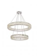  3503G28C - Monroe 28 Inch LED Double Ring Chandelier in Chrome