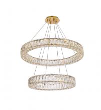  3503G28G - Monroe 28 Inch LED Double Ring Chandelier in Gold